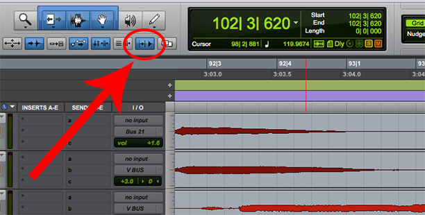 pro tools keyboard shortcut insertion follows playback